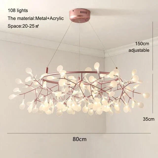 RoseGoldNordicChandelierArtLightingHanginglivingRoomRestaurantKitchenFireflyLampBranchRound-Homeko11 Rose Gold Nordic Chandelier Art Lighting Hanging living Room Restaurant Kitchen Firefly Lamp Branch Round - Homeko