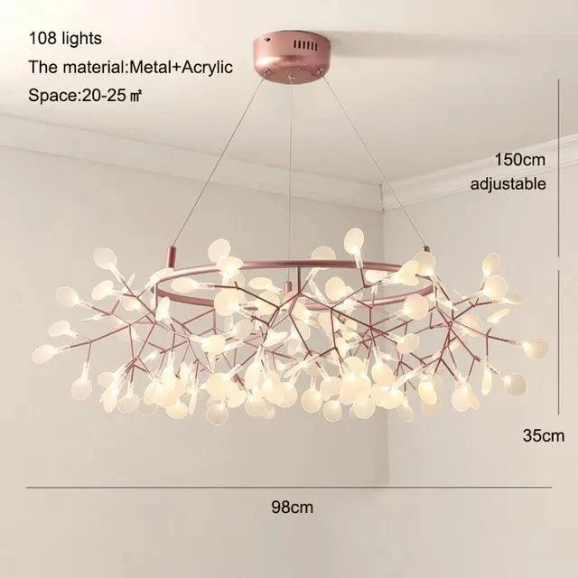 RoseGoldNordicChandelierArtLightingHanginglivingRoomRestaurantKitchenFireflyLampBranchRound-Homeko12 Rose Gold Nordic Chandelier Art Lighting Hanging living Room Restaurant Kitchen Firefly Lamp Branch Round - Homeko