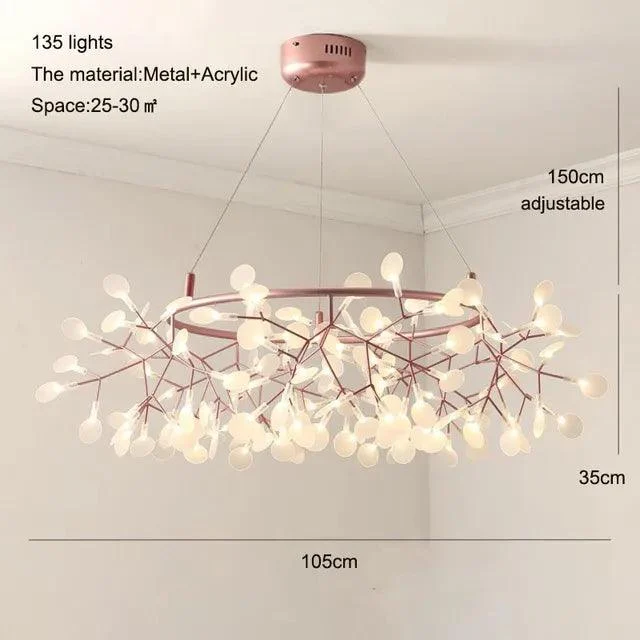 RoseGoldNordicChandelierArtLightingHanginglivingRoomRestaurantKitchenFireflyLampBranchRound-Homeko13 Rose Gold Nordic Chandelier Art Lighting Hanging living Room Restaurant Kitchen Firefly Lamp Branch Round - Homeko