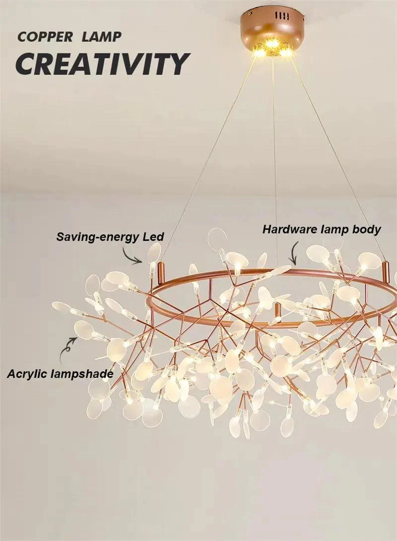 RoseGoldNordicChandelierArtLightingHanginglivingRoomRestaurantKitchenFireflyLampBranchRound-Homeko5 Rose Gold Nordic Chandelier Art Lighting Hanging living Room Restaurant Kitchen Firefly Lamp Branch Round - Homeko