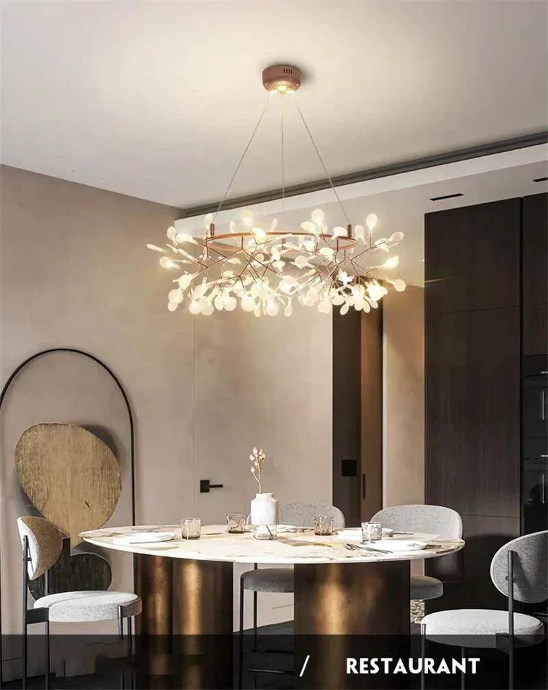 RoseGoldNordicChandelierArtLightingHanginglivingRoomRestaurantKitchenFireflyLampBranchRound-Homeko7 Rose Gold Nordic Chandelier Art Lighting Hanging living Room Restaurant Kitchen Firefly Lamp Branch Round - Homeko