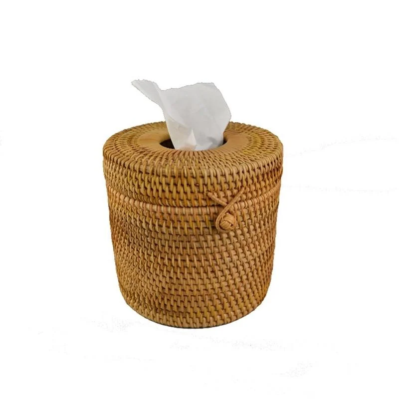 Round-Rattan-Tissue-Box-Vine-Roll-Holder-Toilet-Paper-Cover-Dispenser-For-Barthroom-Home-Hotel-And Round Rattan Tissue Box Vine Roll Holder Toilet Paper Cover Dispenser For Barthroom Home Hotel And