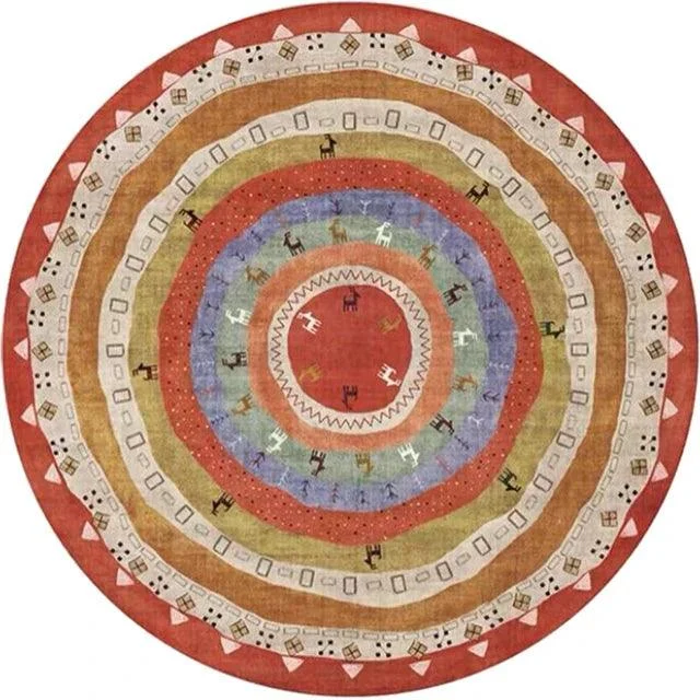 RoundVintagePremiumRugCarpetLivingRoomDecorationWashableforLoungeNon-slip-Homeko13 Round Vintage Premium Rug Carpet Living Room Decoration Washable for Lounge Non-slip - Homeko