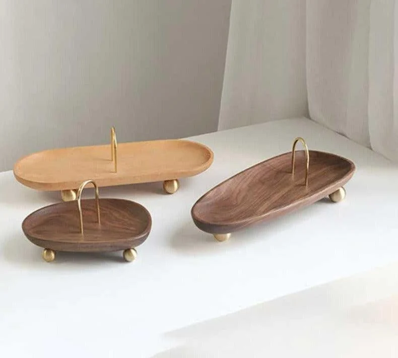 Rustic Decorative Oval Wooden Tray - ISTANBULLU LTD