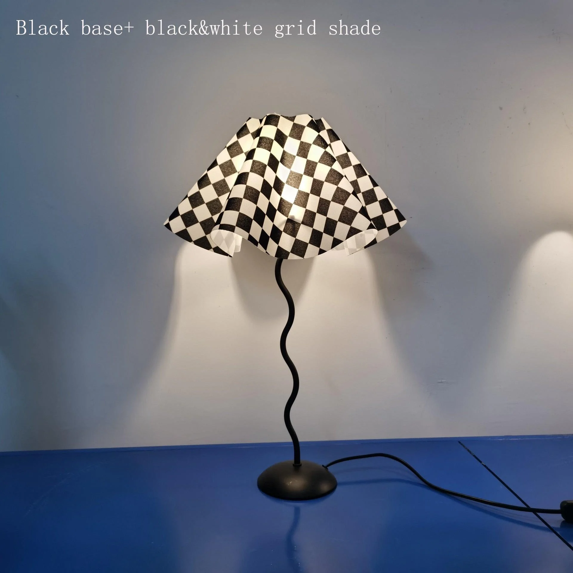 S190e8370b0e4429cb13c3186712fedc4C Vintage Squiggle Lamp with Pleated Lampshade - ISTANBULLU LTD