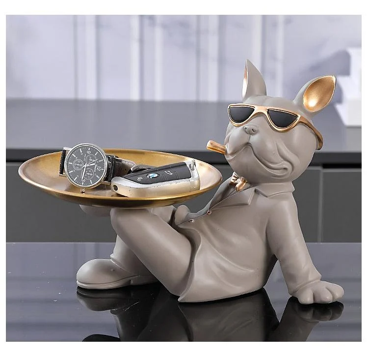 Sitting Bulldog Butler Statue - ISTANBULLU LTD