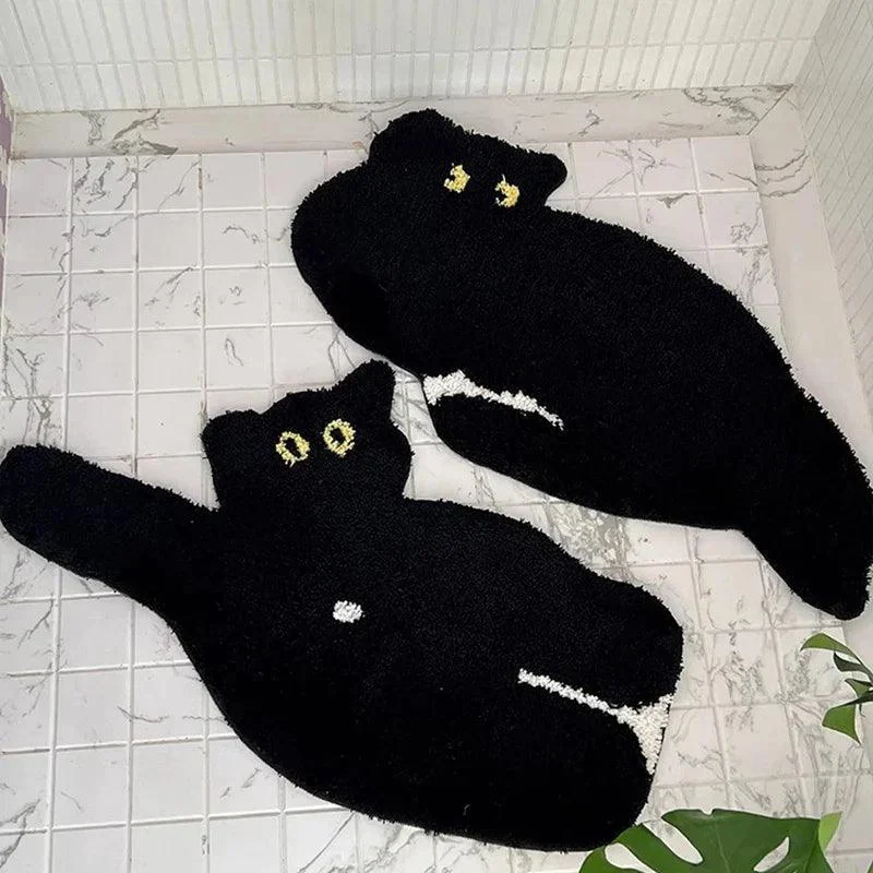 S354ba2a175a04177a7f7a3c4e7eef98aG Tufting Black Cat Rug Animal Rug Aesthetic - ISTANBULLU LTD