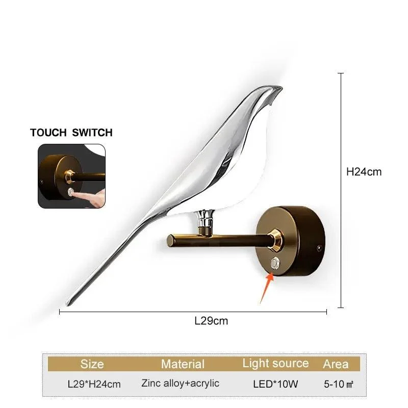 S5ivgouden Zilveren Touch Schakelaar Vogel Led Wandlampen Wandlamp 360 Draaibare Indoor Led Wandlampen Voor Slaapkamer Gang A549a710 E4f3 41a8 A727 04d5cb398cc6