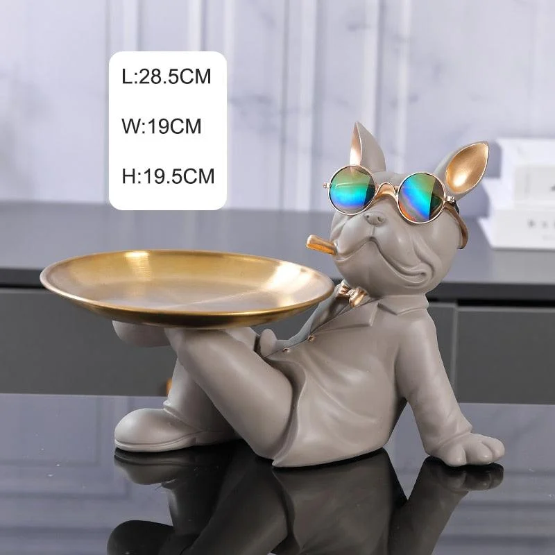 Sitting Bulldog Butler Statue - ISTANBULLU LTD
