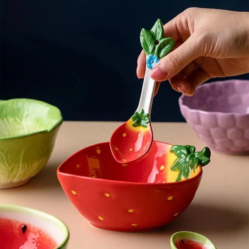 S6fb862eac0f54d08b39fa730148ff782A Watermelon Grape Strawberry Ceramic Bowl - ISTANBULLU LTD