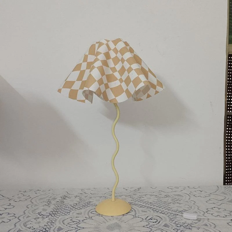 S76ab972952cb4ee7a46cbedfa7c6cf9dz Vintage Squiggle Lamp with Pleated Lampshade - ISTANBULLU LTD