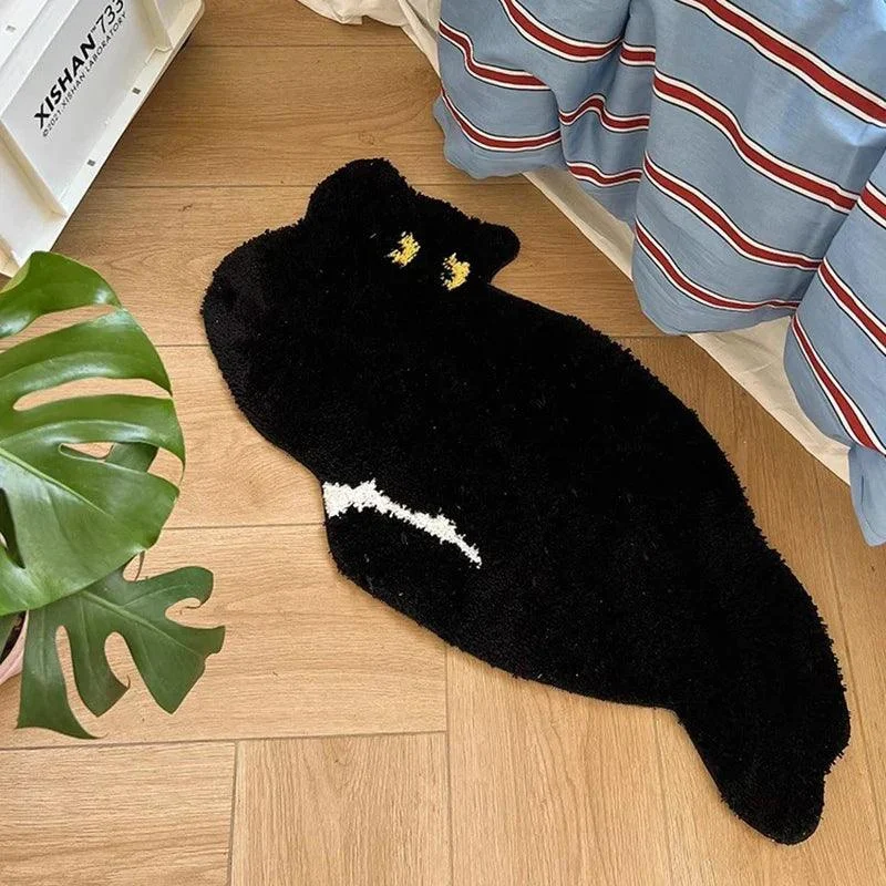 Tufting Black Cat Rug Animal Rug Aesthetic - ISTANBULLU LTD