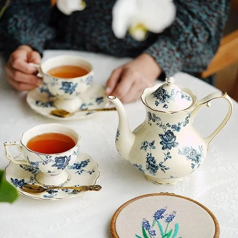 Retro European Floral Tea Cup Set - ISTANBULLU LTD