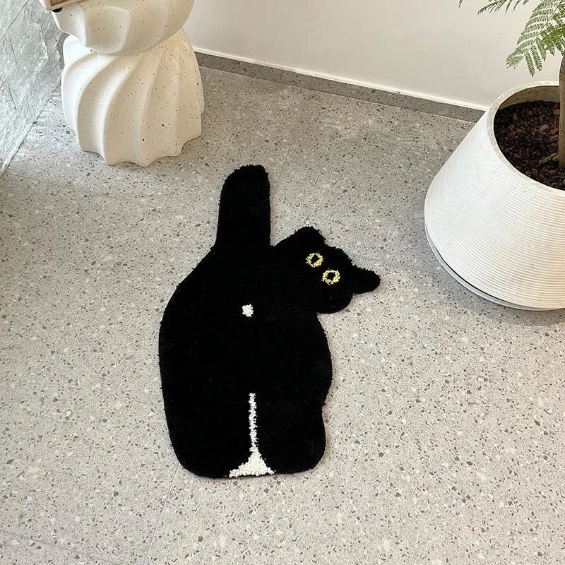 Tufting Black Cat Rug Animal Rug Aesthetic - ISTANBULLU LTD