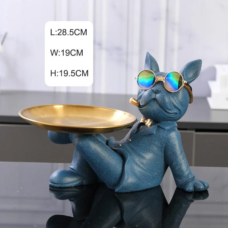 Sitting Bulldog Butler Statue - ISTANBULLU LTD