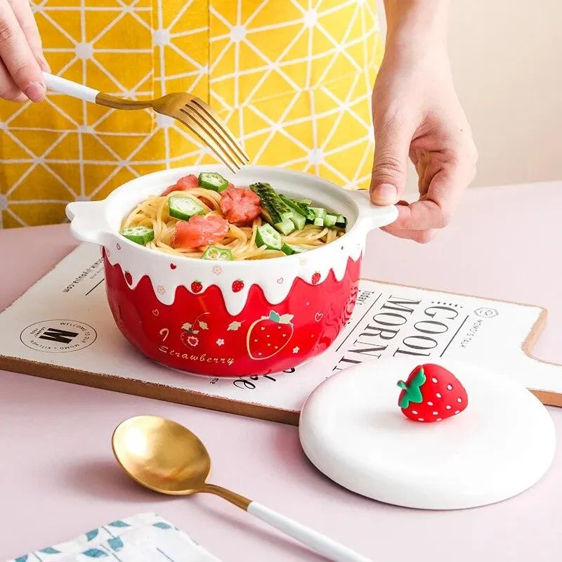 Sea2770b85c9848ecaac0876f1633fb5cI Strawberry Ceramic Ramen Bowl - ISTANBULLU LTD
