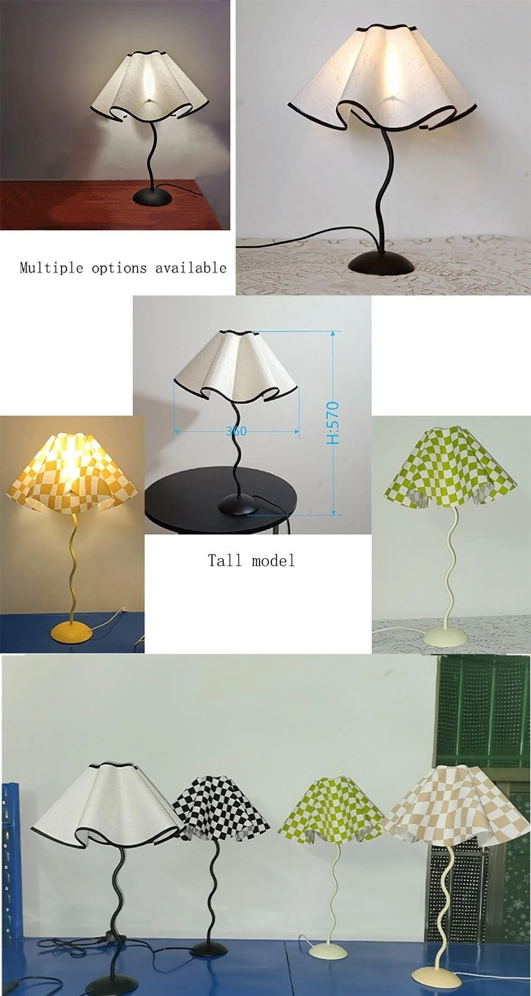 Sf7917832c73048979d71afef94a87c61n Vintage Squiggle Lamp with Pleated Lampshade - ISTANBULLU LTD