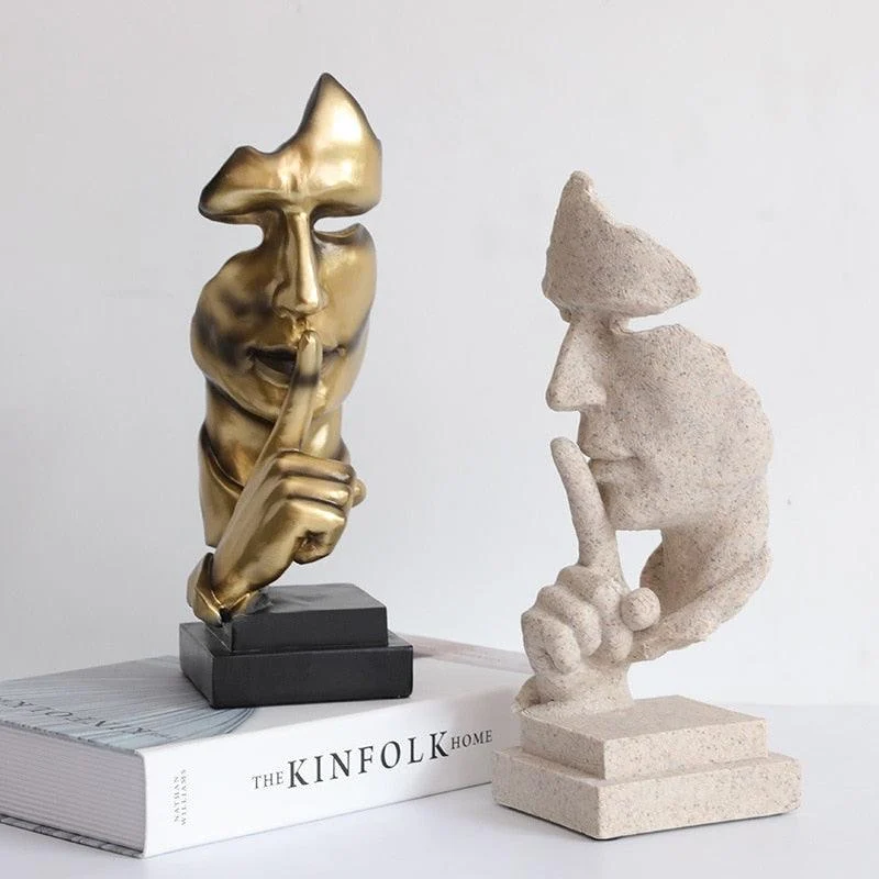 Silence is Golden Mask Sculpture - Homeko