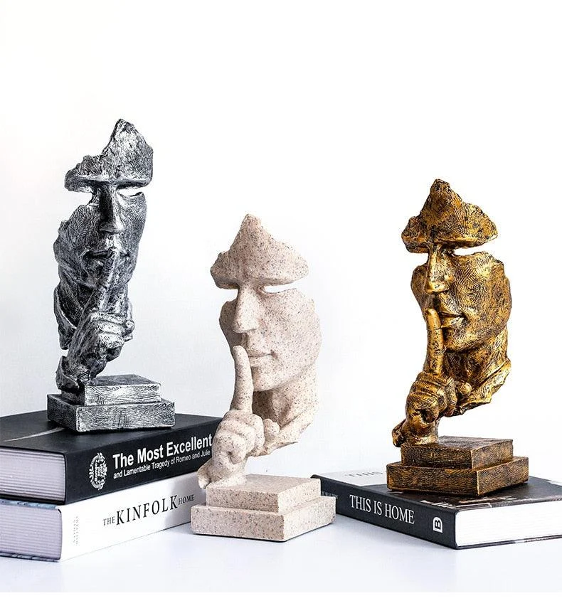 Silence is Golden Mask Sculpture - Homeko