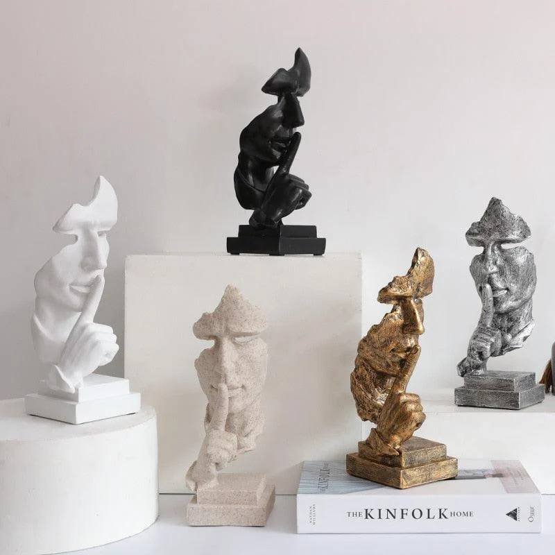 Silence is Golden Mask Sculpture - Homeko