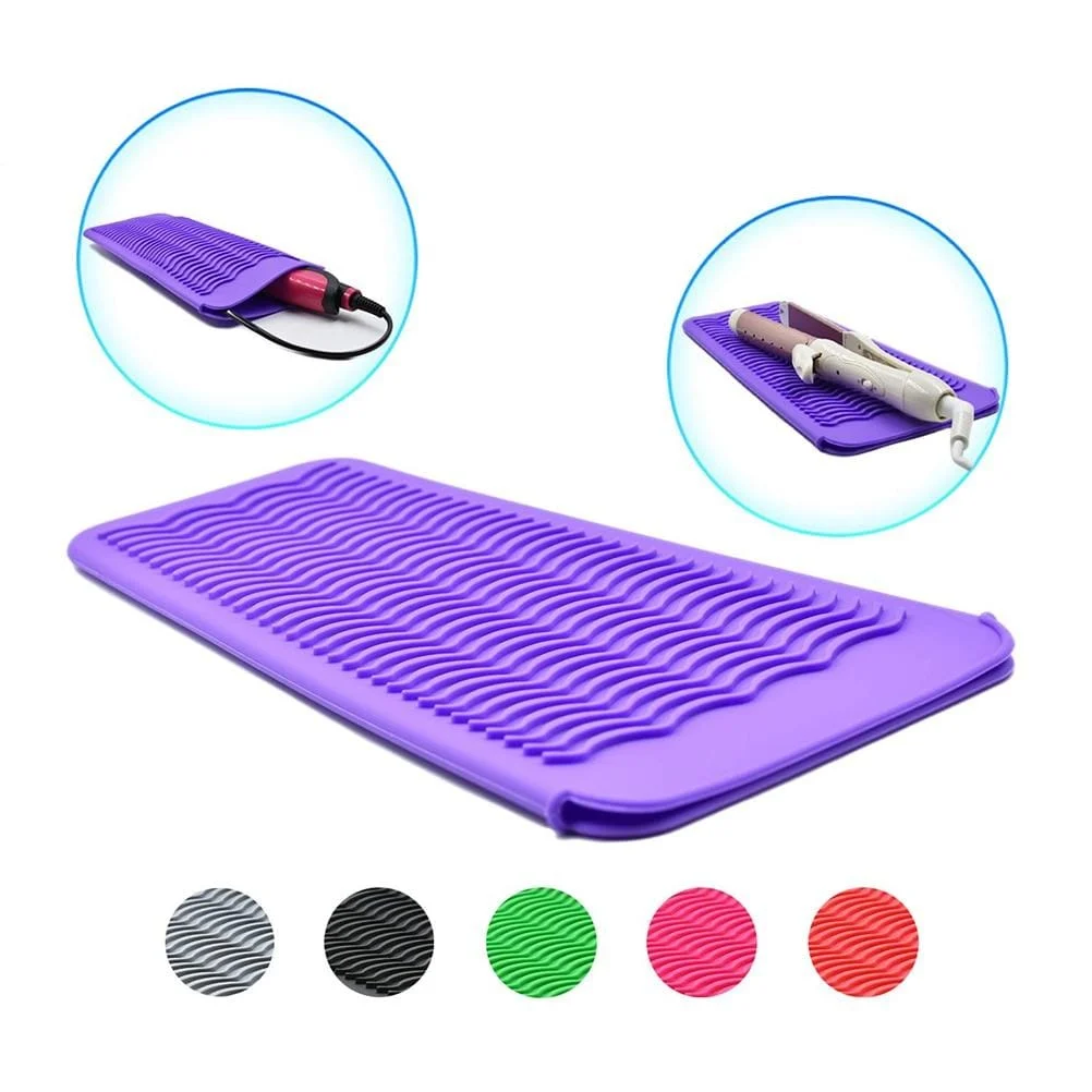 Silicone Heat Resistant Travel Pad Bag For Hair Curler Straight Hair Non Slip Insulation Storage Set