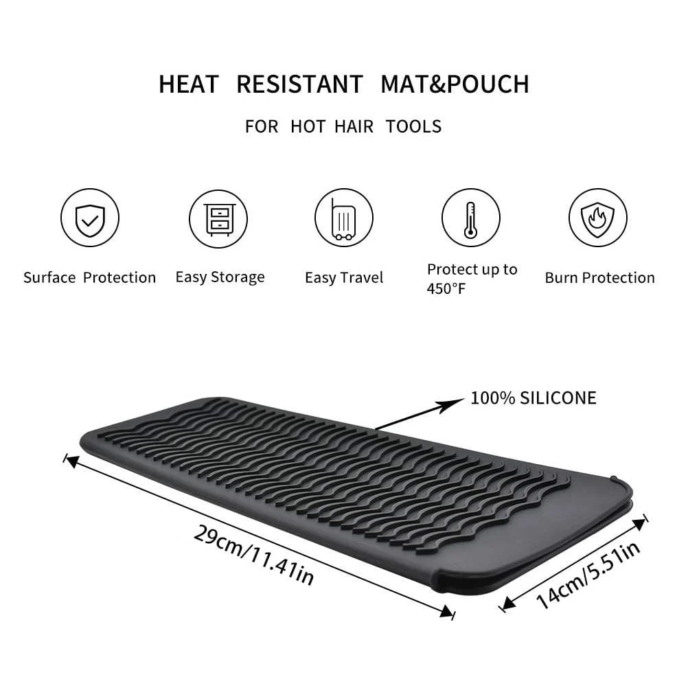 Silicone Heat Resistant Travel Pad Bag For Hair Curler Straight Hair Non Slip Insulation Storage Set 89a10f3b C45d 4eb1 8a85 602a3d799eb6
