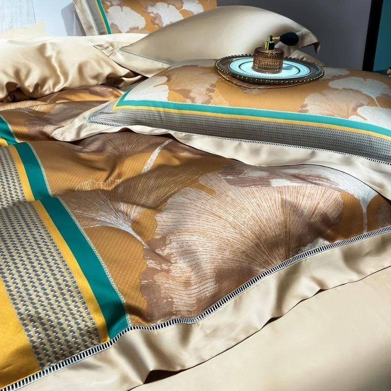 Silky Smooth 1000tc Lyocell Tencel Duvet Cover Breathable Soft Colorful Leaves Bedding Bed Sheet Pillowcases Wrinkle 9ff9b822 9e76 44a8 96bc 15f98e64482a