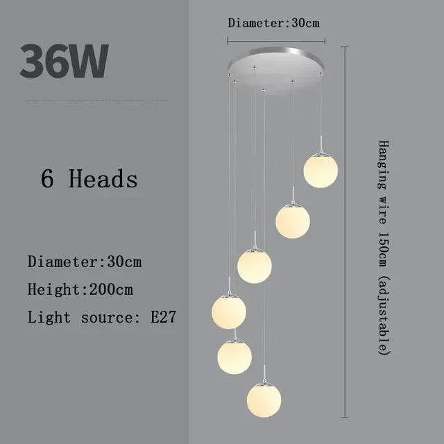 SilverGoldEuropeanGlassBallLEDPendantLightingLivingDiningRoomStairsLoftChandelier-Homeko10 Silver Gold European Glass Ball LED Pendant Lighting Living Dining Room Stairs Loft Chandelier - Homeko