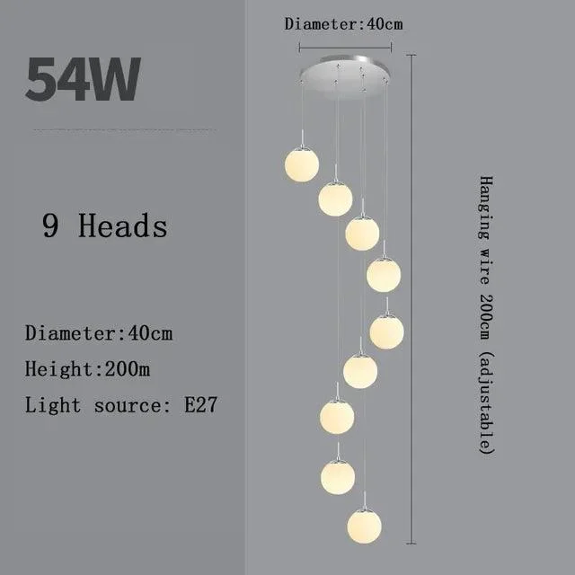 SilverGoldEuropeanGlassBallLEDPendantLightingLivingDiningRoomStairsLoftChandelier-Homeko11 Silver Gold European Glass Ball LED Pendant Lighting Living Dining Room Stairs Loft Chandelier - Homeko