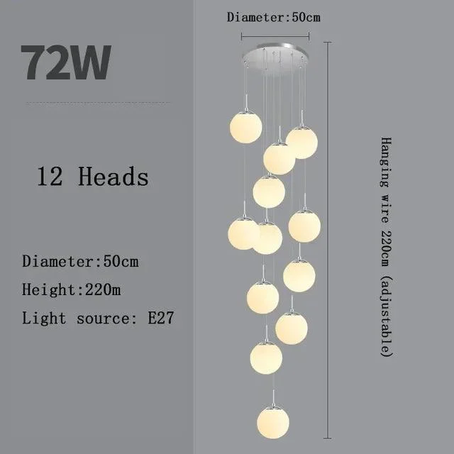 SilverGoldEuropeanGlassBallLEDPendantLightingLivingDiningRoomStairsLoftChandelier-Homeko12 Silver Gold European Glass Ball LED Pendant Lighting Living Dining Room Stairs Loft Chandelier - Homeko