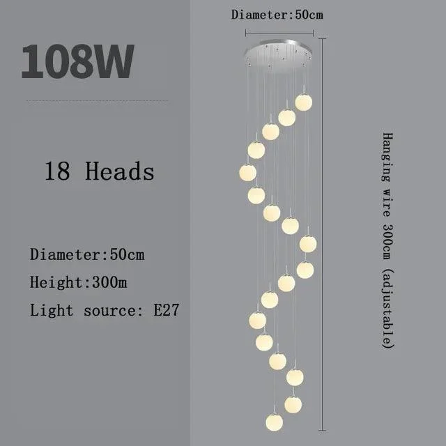 SilverGoldEuropeanGlassBallLEDPendantLightingLivingDiningRoomStairsLoftChandelier-Homeko13 Silver Gold European Glass Ball LED Pendant Lighting Living Dining Room Stairs Loft Chandelier - Homeko