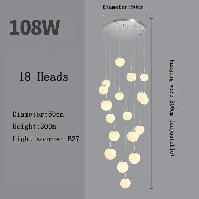 SilverGoldEuropeanGlassBallLEDPendantLightingLivingDiningRoomStairsLoftChandelier-Homeko14 Silver Gold European Glass Ball LED Pendant Lighting Living Dining Room Stairs Loft Chandelier - Homeko