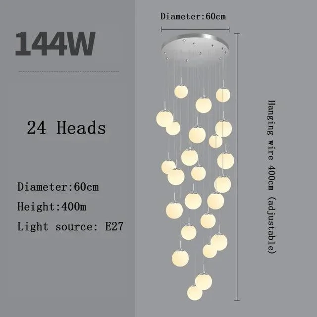 SilverGoldEuropeanGlassBallLEDPendantLightingLivingDiningRoomStairsLoftChandelier-Homeko15 Silver Gold European Glass Ball LED Pendant Lighting Living Dining Room Stairs Loft Chandelier - Homeko