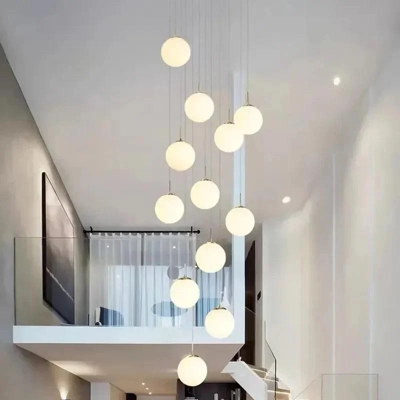 SilverGoldEuropeanGlassBallLEDPendantLightingLivingDiningRoomStairsLoftChandelier-Homeko2 Silver Gold European Glass Ball LED Pendant Lighting Living Dining Room Stairs Loft Chandelier - Homeko