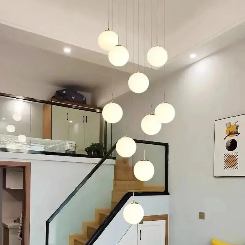 SilverGoldEuropeanGlassBallLEDPendantLightingLivingDiningRoomStairsLoftChandelier-Homeko3 Silver Gold European Glass Ball LED Pendant Lighting Living Dining Room Stairs Loft Chandelier - Homeko