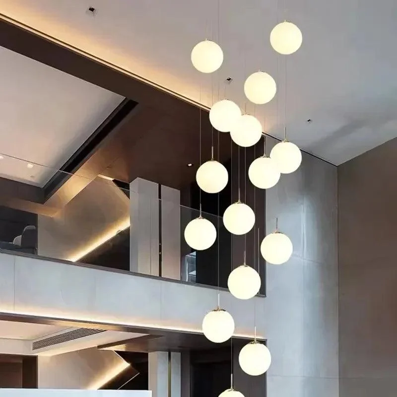 SilverGoldEuropeanGlassBallLEDPendantLightingLivingDiningRoomStairsLoftChandelier-Homeko4 Silver Gold European Glass Ball LED Pendant Lighting Living Dining Room Stairs Loft Chandelier - Homeko