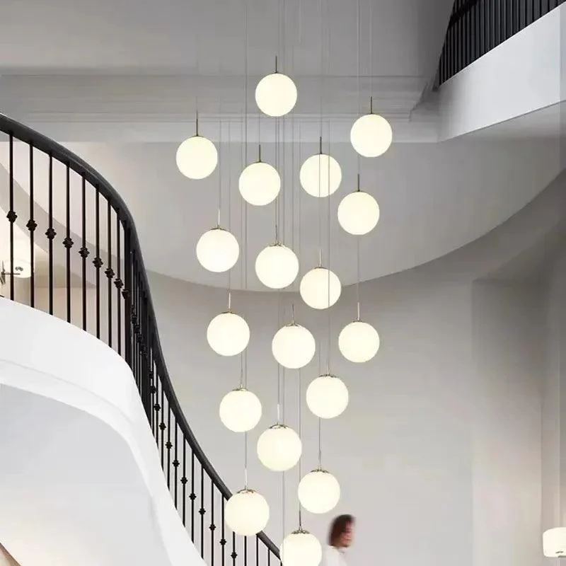 SilverGoldEuropeanGlassBallLEDPendantLightingLivingDiningRoomStairsLoftChandelier-Homeko5 Silver Gold European Glass Ball LED Pendant Lighting Living Dining Room Stairs Loft Chandelier - Homeko