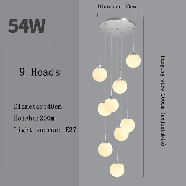 SilverGoldEuropeanGlassBallLEDPendantLightingLivingDiningRoomStairsLoftChandelier-Homeko6 Silver Gold European Glass Ball LED Pendant Lighting Living Dining Room Stairs Loft Chandelier - Homeko