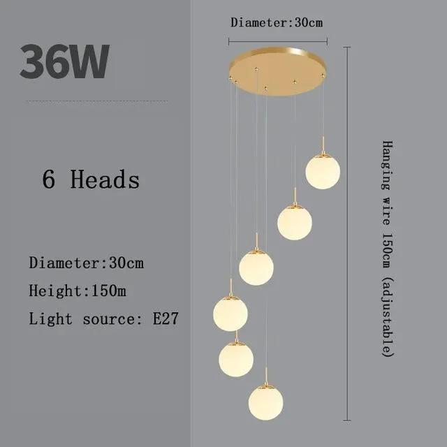 SilverGoldEuropeanGlassBallLEDPendantLightingLivingDiningRoomStairsLoftChandelier-Homeko7 Silver Gold European Glass Ball LED Pendant Lighting Living Dining Room Stairs Loft Chandelier - Homeko