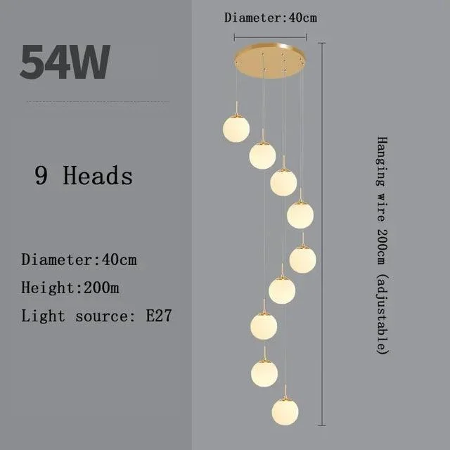 SilverGoldEuropeanGlassBallLEDPendantLightingLivingDiningRoomStairsLoftChandelier-Homeko8 Silver Gold European Glass Ball LED Pendant Lighting Living Dining Room Stairs Loft Chandelier - Homeko