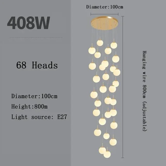 SilverGoldEuropeanGlassBallLEDPendantLightingLivingDiningRoomStairsLoftChandelier-Homeko9 Silver Gold European Glass Ball LED Pendant Lighting Living Dining Room Stairs Loft Chandelier - Homeko