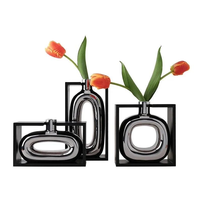 SilverHollowCutoutVase-Homeko6 Silver Hollow Cutout Vase - Homeko