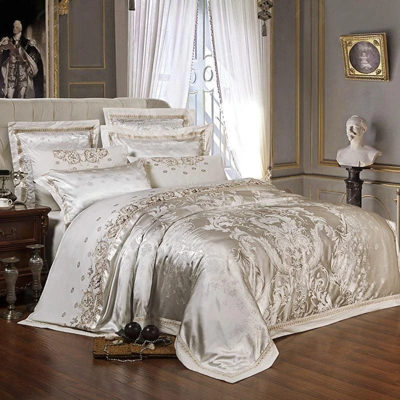 Sliver-Gold-Luxury-Silk-Satin-Jacquard-duvet-cover-bedding-set-queen-king-size-Embroidery-bed-set Sliver Gold Luxury Silk Satin Jacquard Duvet Cover Bedding Set Queen King Size Embroidery Bed Set