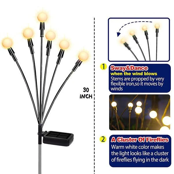 Solar Powered Firefly Lights For Pathway Patio Front Yard Decoration 02