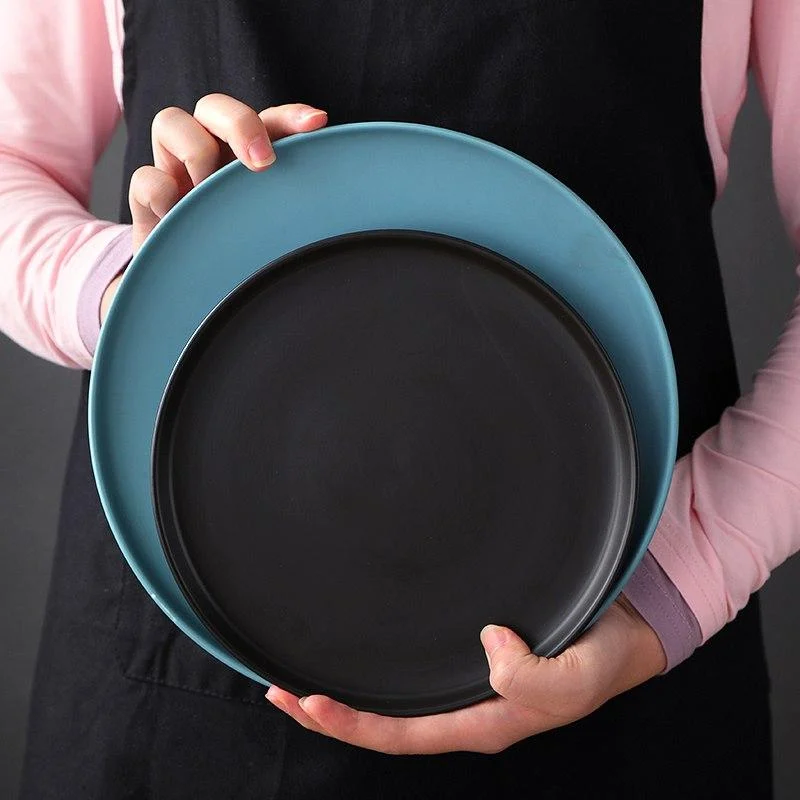 Solid Color Ceramic Platter Dinner Plate Flat Plate Dish For Tableware Dinner Plate Dessert Plate Salad 2