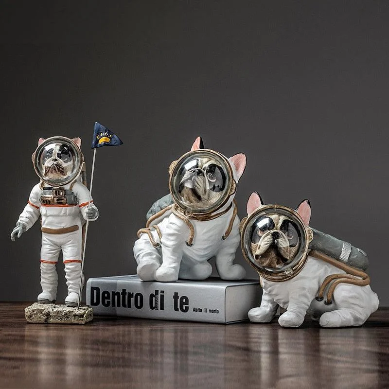 SpaceBulldogAstronautFigurines-Homeko2 Space Bulldog Astronaut Figurines - Homeko