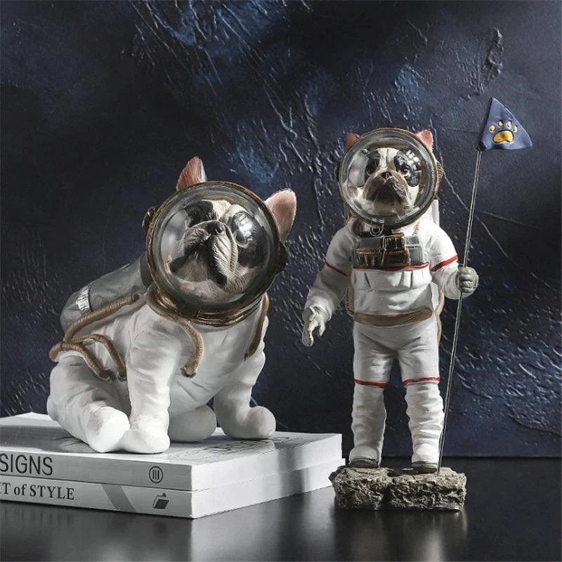 SpaceBulldogAstronautFigurines-Homeko4 Space Bulldog Astronaut Figurines - Homeko