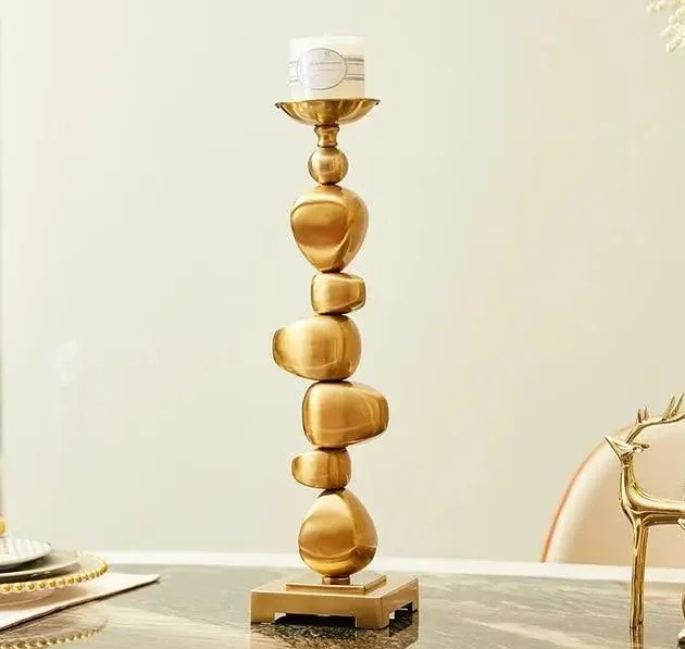 Stone Stack Alloy Candle Holder - ISTANBULLU LTD