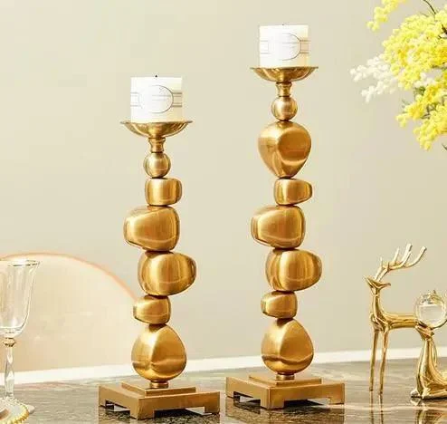 Stone Stack Alloy Candle Holder - ISTANBULLU LTD
