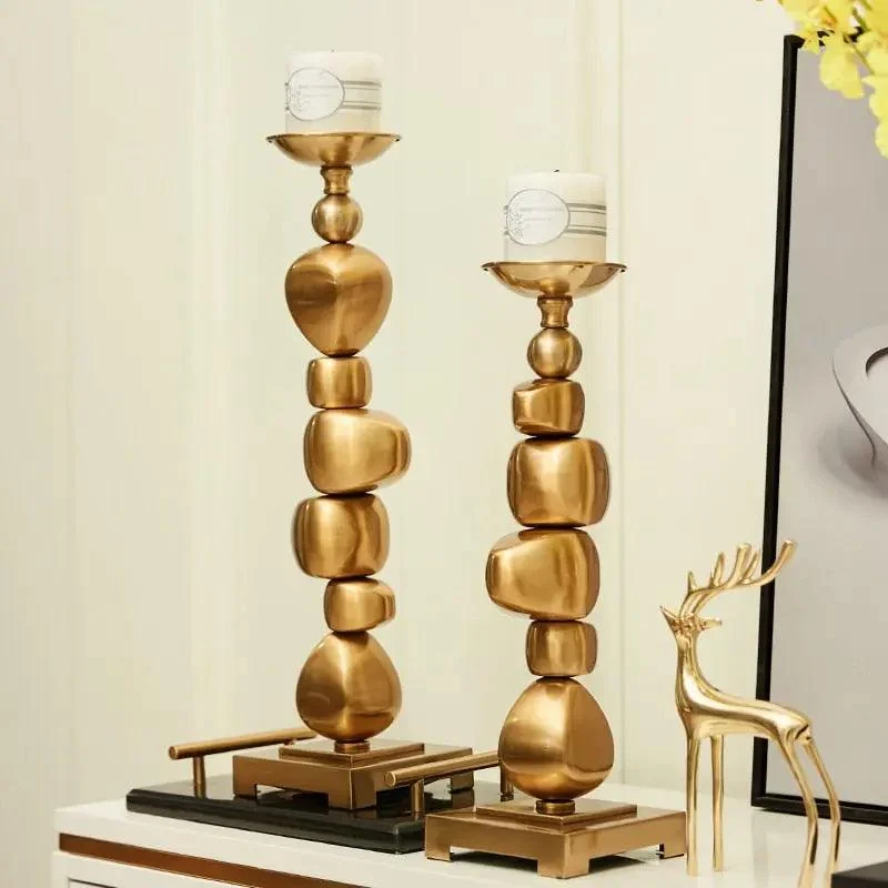 Stone Stack Alloy Candle Holder - ISTANBULLU LTD